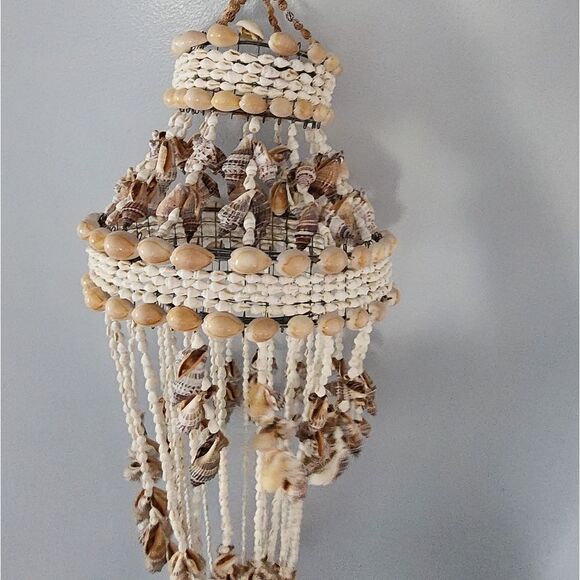 Vintage shell chandelier beach Florida boho - Picture 3 of 6